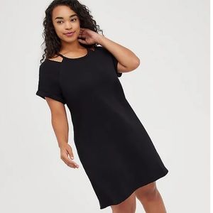 Torrid Cold Shoulder Dress Cozy Fleece Black